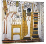 Nefertari making an offering of linen to Ptah by Egyptian 19th Dynasty