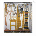 Nefertari making an offering of linen to Ptah by Egyptian 19th Dynasty