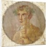 Portrait of a young man holding a papyrus scroll, 55-79 AD by Roman