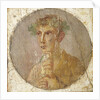 Portrait of a young man holding a papyrus scroll, 55-79 AD by Roman