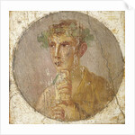 Portrait of a young man holding a papyrus scroll, 55-79 AD by Roman