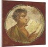 Portrait of a young man holding a papyrus scroll, 55-79 AD by Roman
