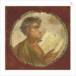 Portrait of a young man holding a papyrus scroll, 55-79 AD by Roman