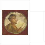 Portrait of a young man holding a papyrus scroll, 55-79 AD by Roman