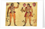 Anatomical illustration of a man and a Woman holding their own internal organs by Persian School
