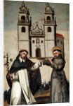 St. Dominic and St. Francis holding a miniature model of the church at As Ermidas by Anonymous