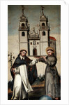 St. Dominic and St. Francis holding a miniature model of the church at As Ermidas by Anonymous