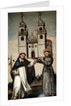 St. Dominic and St. Francis holding a miniature model of the church at As Ermidas by Anonymous