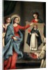 A saint presenting a portrait of Saint Dominic to the Virgin Mary by Spanish School