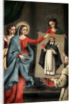 A saint presenting a portrait of Saint Dominic to the Virgin Mary by Spanish School