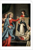 A saint presenting a portrait of Saint Dominic to the Virgin Mary by Spanish School