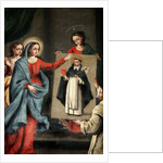 A saint presenting a portrait of Saint Dominic to the Virgin Mary by Spanish School