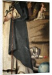 Detail showing the lily, staff and dog with torch, attributions of St. Dominic by Spanish School