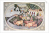 Miniature of Krishna a milkmaid seated in a field with cattle by School Indian