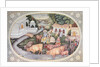 Miniature of Krishna a milkmaid seated in a field with cattle by School Indian