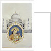 Portrait of Arjumand Banu Begum Mumtaz-i Mahal and the Taj Mahal, built to house her tomb by her husband Shah Jahan by School Indian