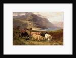 Highland Cattle with a Collie by Joseph & Adam Joseph Denovan (1846-96) Adam