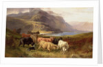 Highland Cattle with a Collie by Joseph & Adam Joseph Denovan (1846-96) Adam