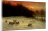 Sheep in a Winter Landscape, Evening by Joseph Farquharson