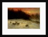 Sheep in a Winter Landscape, Evening by Joseph Farquharson