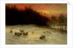 Sheep in a Winter Landscape, Evening by Joseph Farquharson