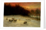 Sheep in a Winter Landscape, Evening by Joseph Farquharson