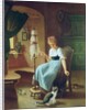 Girl at a Spinning Wheel by H Harcourt