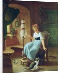 Girl at a Spinning Wheel by H Harcourt