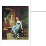 Girl at a Spinning Wheel by H Harcourt