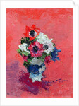 Anemones on a red ground, 1992 by Diana Schofield
