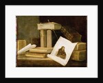Still Life of Books and a Rembrandt Engraving by Sebastian Stoskopff