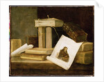 Still Life of Books and a Rembrandt Engraving by Sebastian Stoskopff