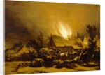 Peasants Fleeing a Burning Barn, c.1655 by Egbert van der Poel
