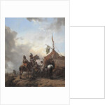 Soldiers carousing with a serving woman outside a tent, c.1655 by Philips Wouwermans or Wouwerman