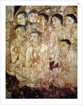 Group of disciples mourning the death of Buddha by Indian School