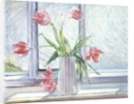 Tulips Against Moving Water by Timothy Easton