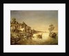 View of Benares with People Bathing and Praying in the Ganges by August Theodor Schoefft