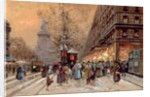 A Busy Boulevard near the Place de la Republique, Paris by Eugene Galien-Laloue