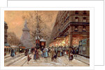 A Busy Boulevard near the Place de la Republique, Paris by Eugene Galien-Laloue