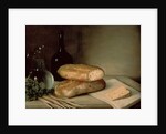 Still Life with Bread, Cheese and a Flagon of Wine by Claude Joseph Fraichot