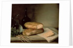 Still Life with Bread, Cheese and a Flagon of Wine by Claude Joseph Fraichot