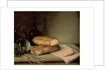 Still Life with Bread, Cheese and a Flagon of Wine by Claude Joseph Fraichot