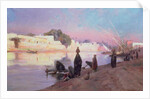 Washerwomen on the banks of the Nile by Eugene Alexis Girardet