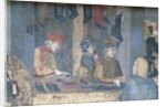 Effects of Good Government in the City, detail of a merchant and craftsmen in the shoemaker's shop, 1338-40 by Ambrogio Lorenzetti