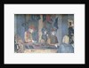 Effects of Good Government in the City, detail of a merchant and craftsmen in the shoemaker's shop, 1338-40 by Ambrogio Lorenzetti