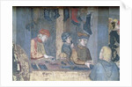 Effects of Good Government in the City, detail of a merchant and craftsmen in the shoemaker's shop, 1338-40 by Ambrogio Lorenzetti