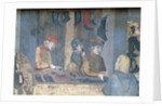Effects of Good Government in the City, detail of a merchant and craftsmen in the shoemaker's shop, 1338-40 by Ambrogio Lorenzetti