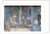 Effects of Good Government in the City, detail of a merchant and craftsmen in the shoemaker's shop, 1338-40 by Ambrogio Lorenzetti