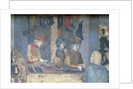 Effects of Good Government in the City, detail of a merchant and craftsmen in the shoemaker's shop, 1338-40 by Ambrogio Lorenzetti