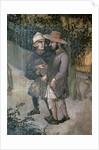 Effects of Good Government in the Countryside, detail of two men walking and talking, 1388-40 by Ambrogio Lorenzetti